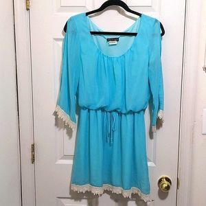 City Triangles Blue Cold Shoulder Dress/Tunic